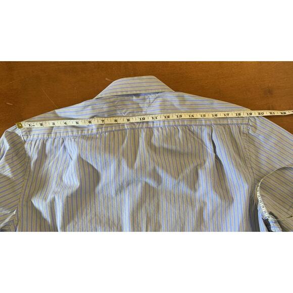 Tommy Hilfiger Slim-fit Men Button Front Stripe Shirt Blue Size L/16 32/33 - Picture 8 of 10